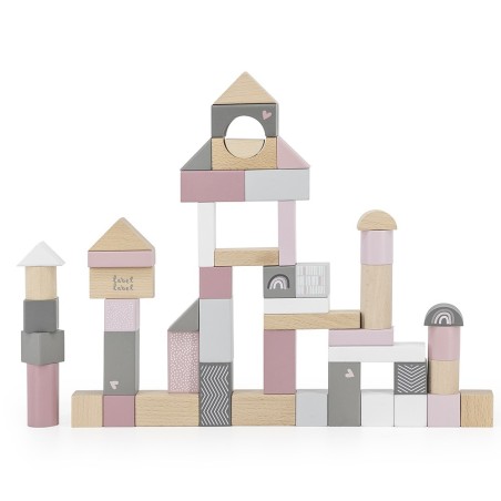 Wooden blocks 50pcs - Pink