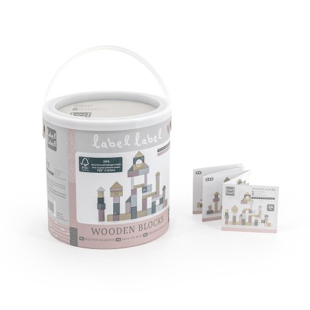 Wooden blocks 50pcs - Pink