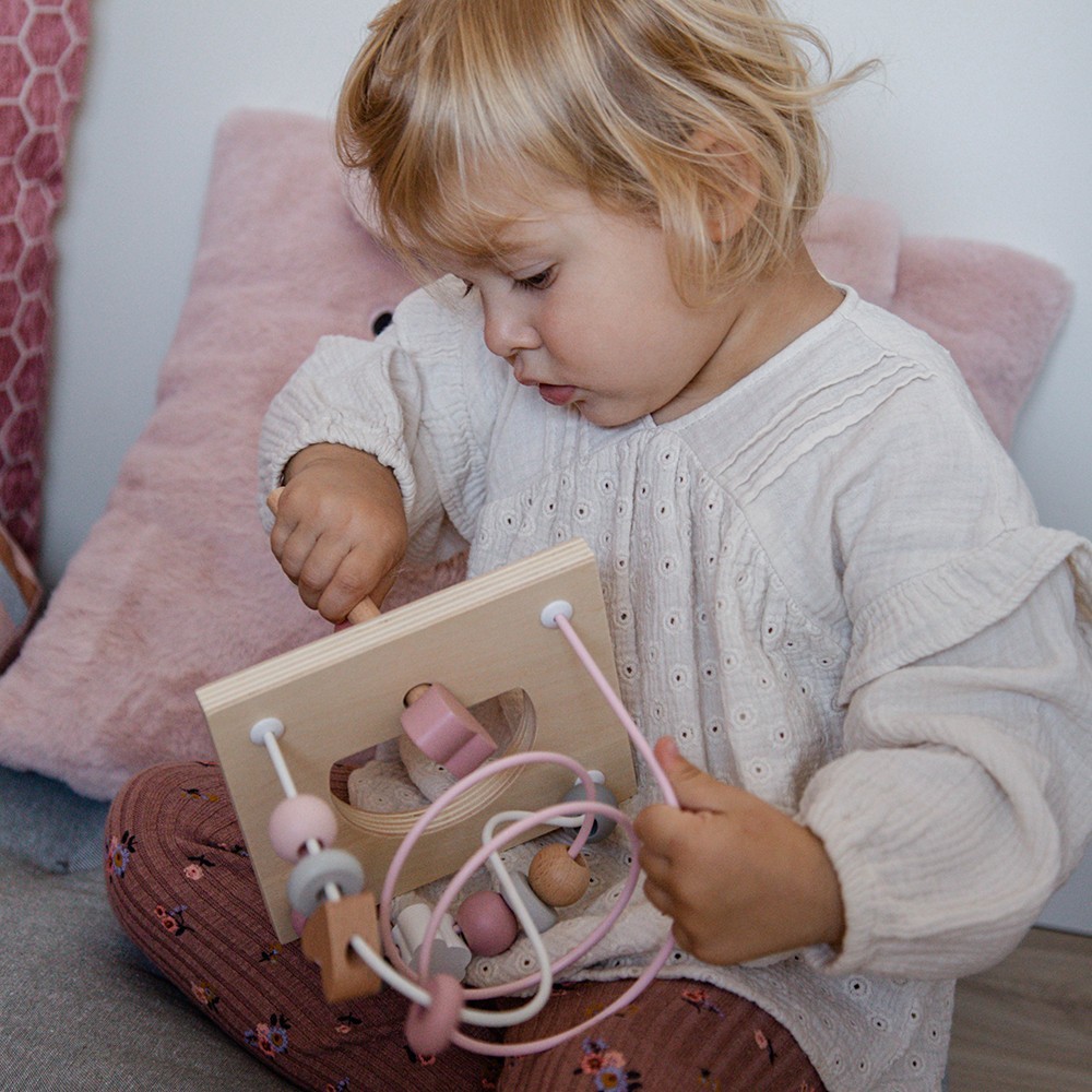 Pink wooden activity cube online