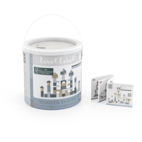 Klocki drewniane 50 szt. - Niebieski